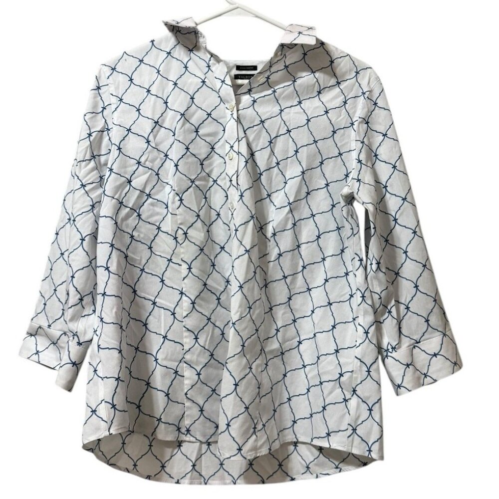 Talbots Shirt Womens Size 16P Petite Long Sleeve Wrinkle Resistant Buttons Blend